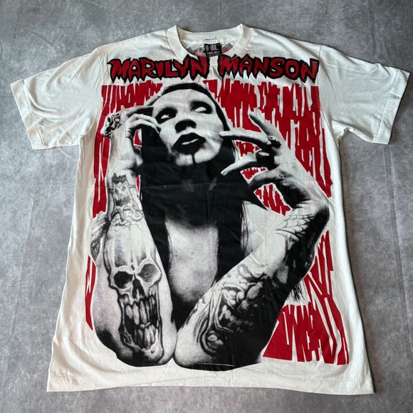 Giant by Tee Jays Other - Marilyn Manson AOP T-Shirt XL Graphic Band Tee Modern Reprint Single Stitch